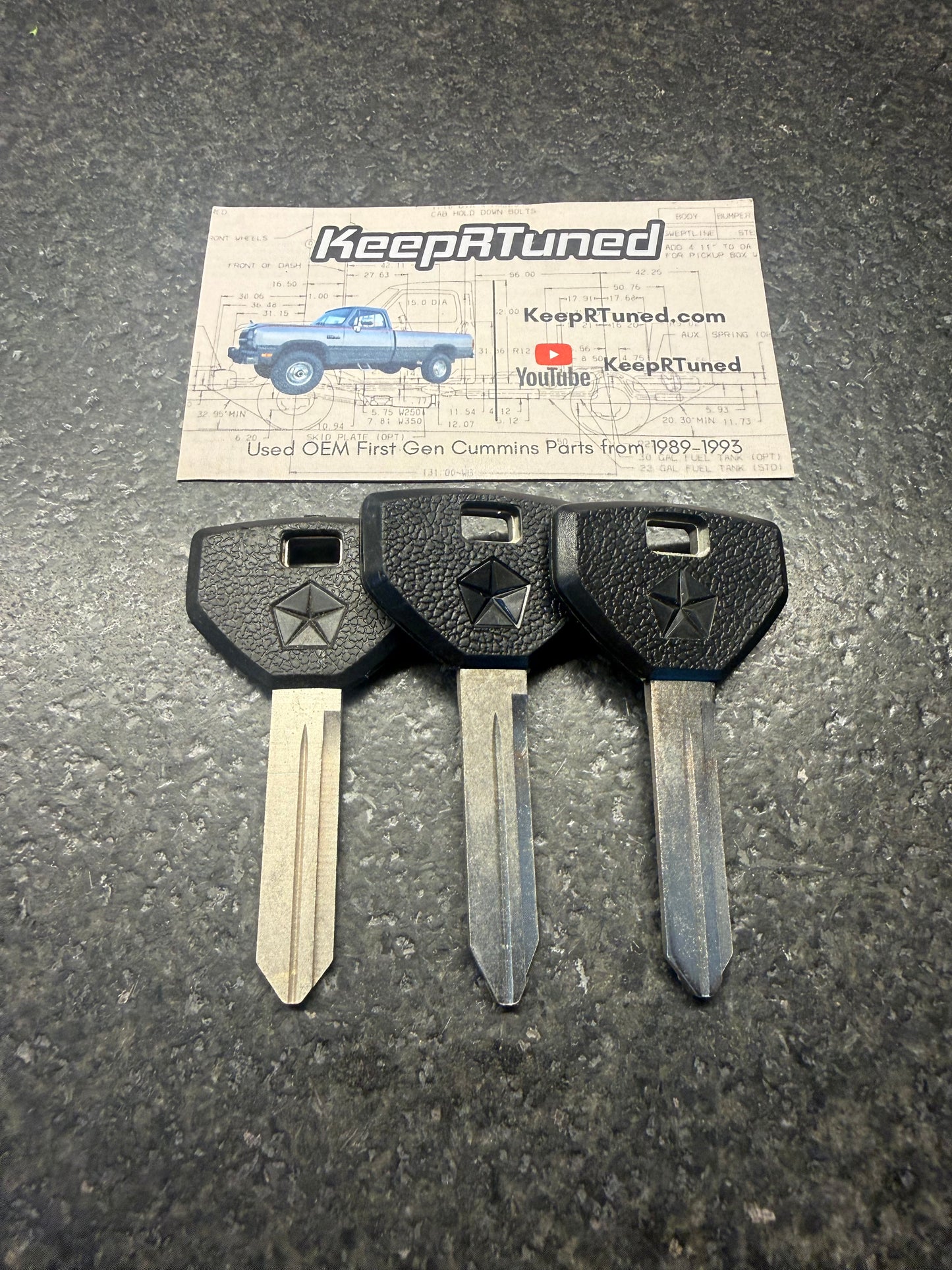 Key Blank NOS All Black 1991-1993 For Dodge Ram 1st Gen Cummins Key (Sold in quantity of 1)