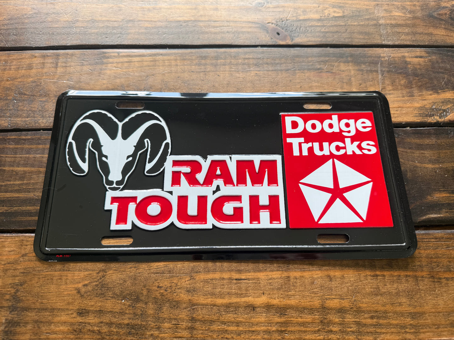 Ram Tough Dodge Trucks License Plate Collectible NOS Black