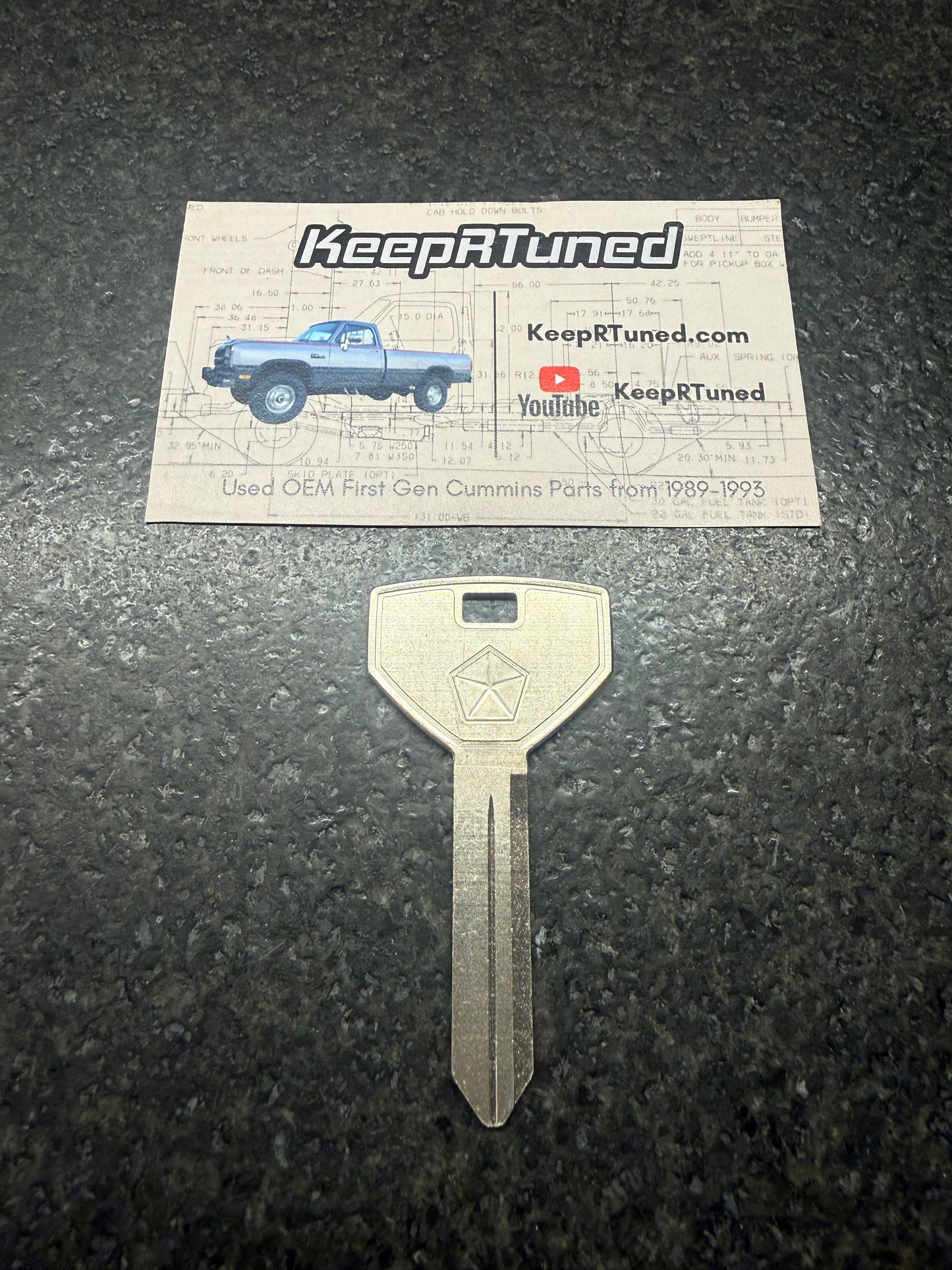 Key Blank NOS All Chrome Key 1991-1993 For Dodge Ram 1st Gen Cummins