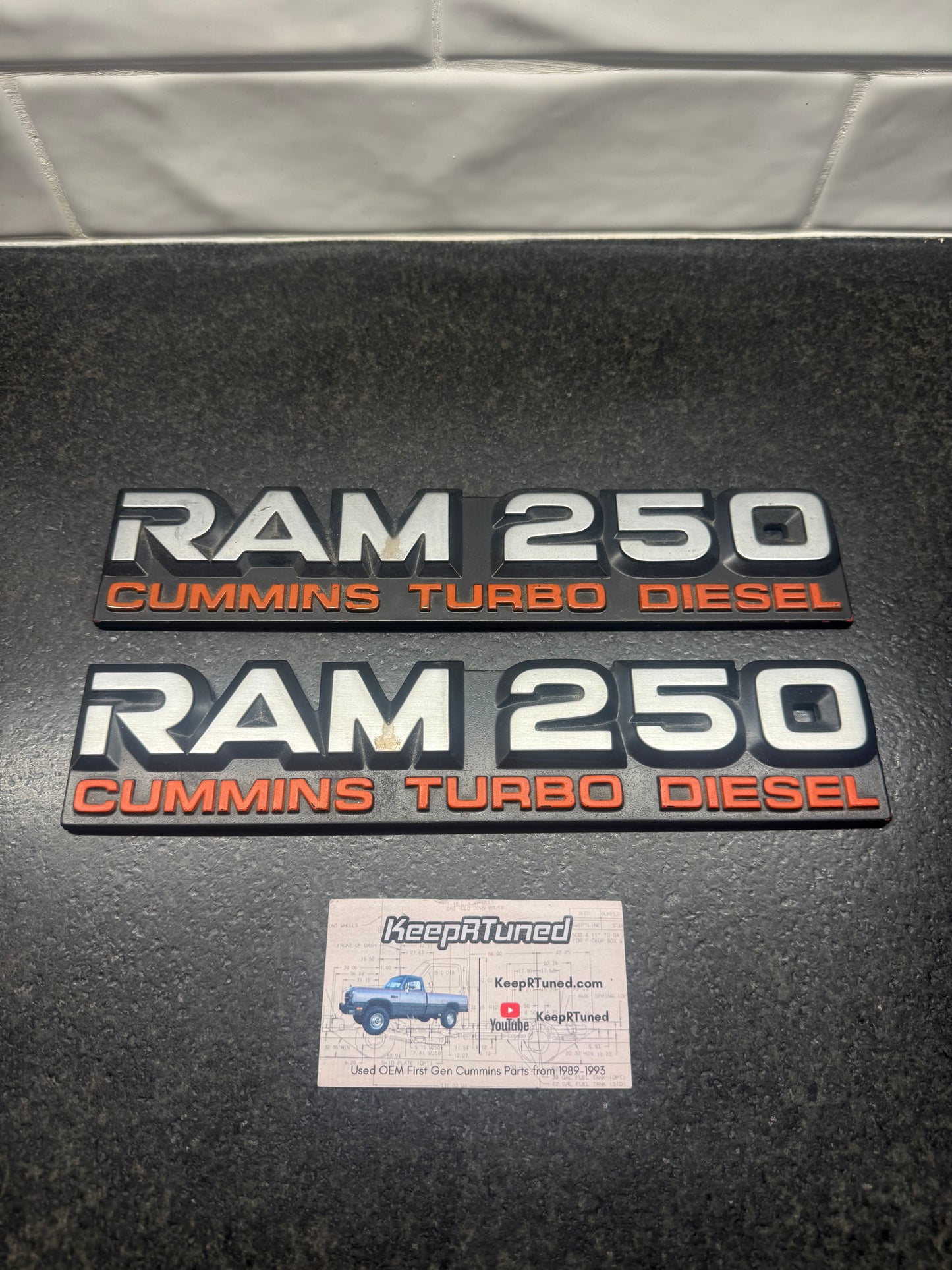 D250 Ram 250 Cummins Emblems Set Great Shape 1st Gen Cummins 91-93 Dodge Ram