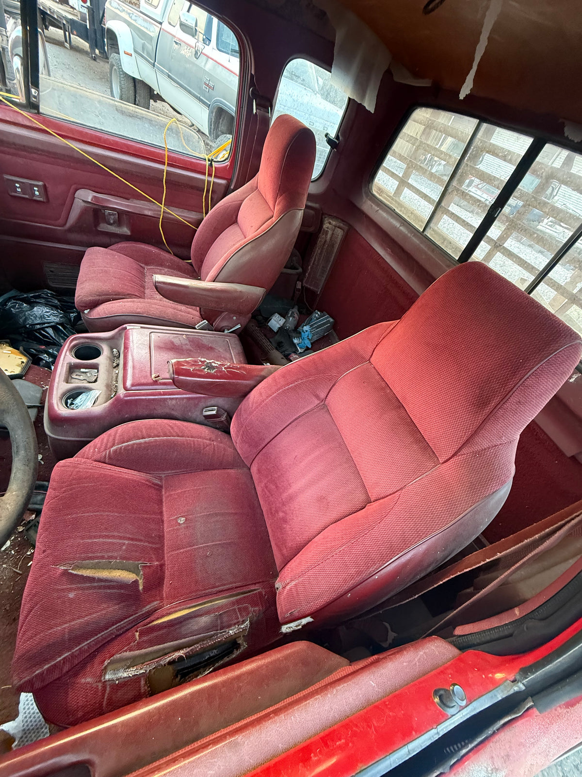 Bucket Seat And Center Console Set (Red) 92-93 Dodge Ram 1st Gen Cummins (Local Pickup or Freight Shipping for extra)