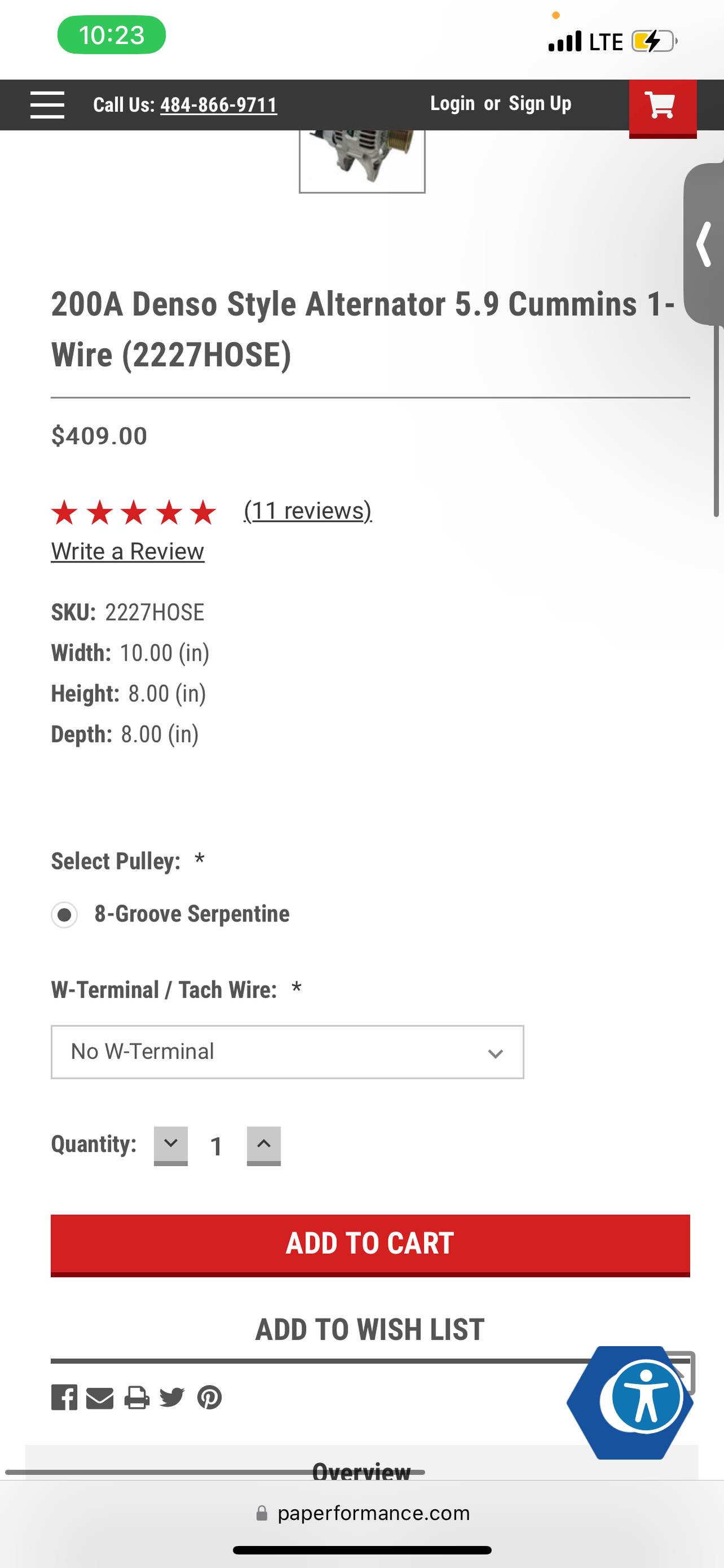 PA Performance One Wire Alternator