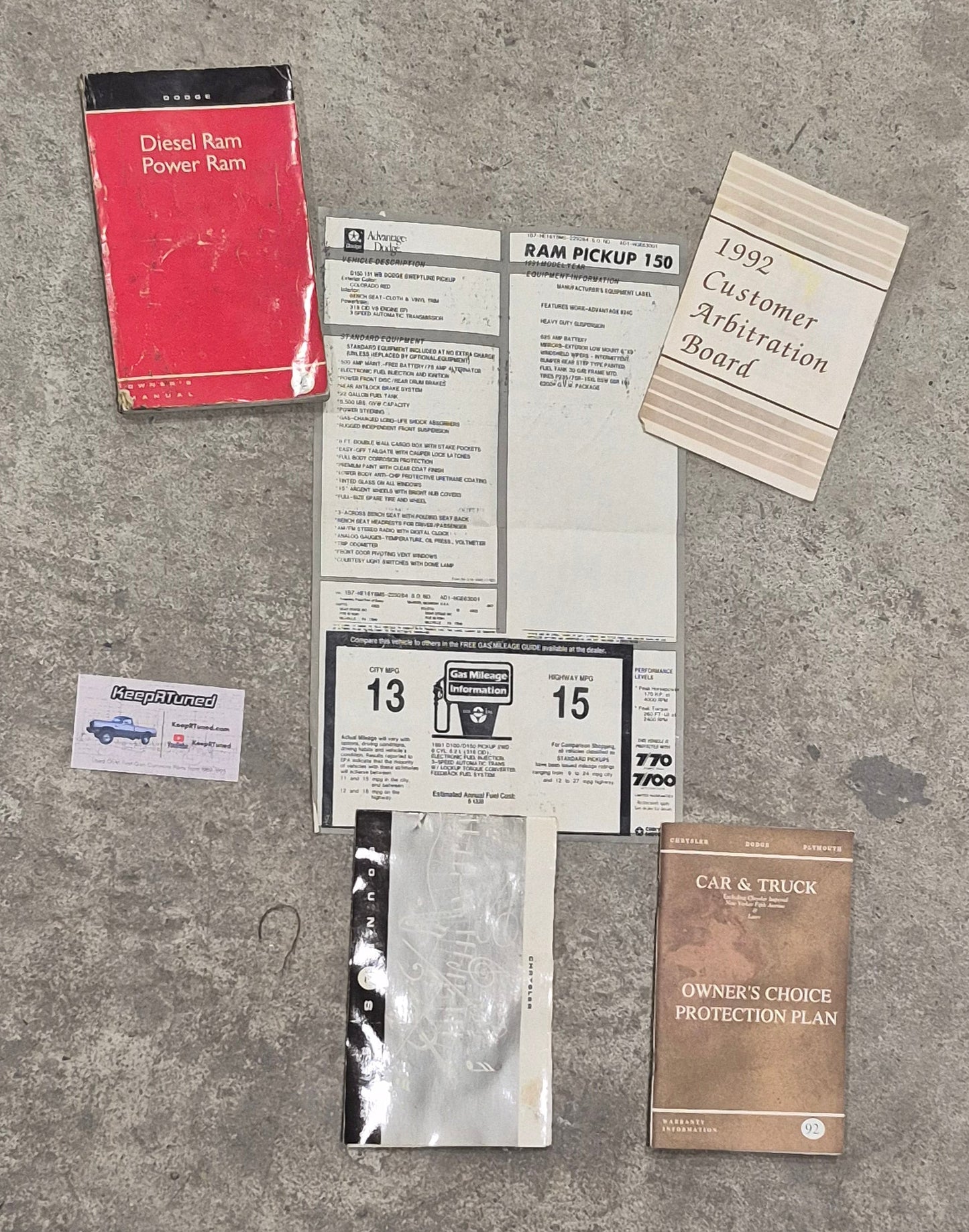 Owner's Manual And Owners Packet 1992 Dodge Power Ram Diesel 1st Gen Cummins