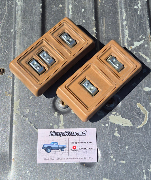Power Door Panel - Door Lock Switch / Window Button Bezel Pair + Buttons Tan