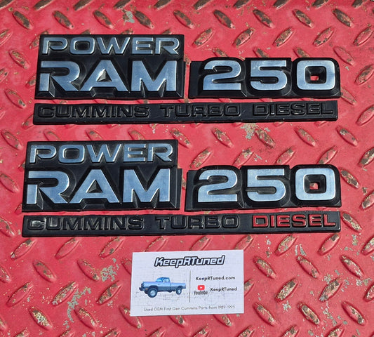 Emblem Pair Power Ram 250 Single Emblem 4wd 91-93 Dodge Ram 1st Gen Cummins - read