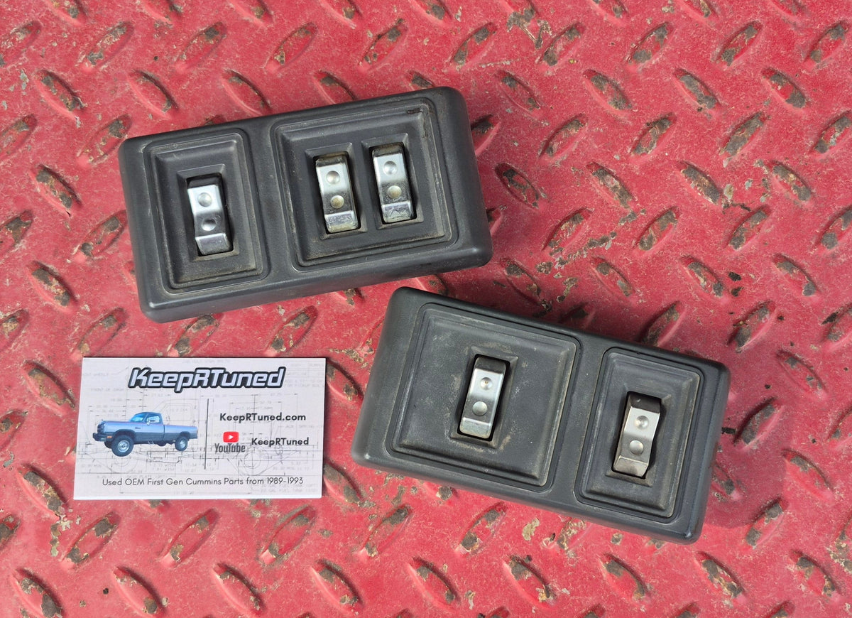 Power Door Panel - Door Lock Switch / Window Button Bezel Pair + Buttons Grey