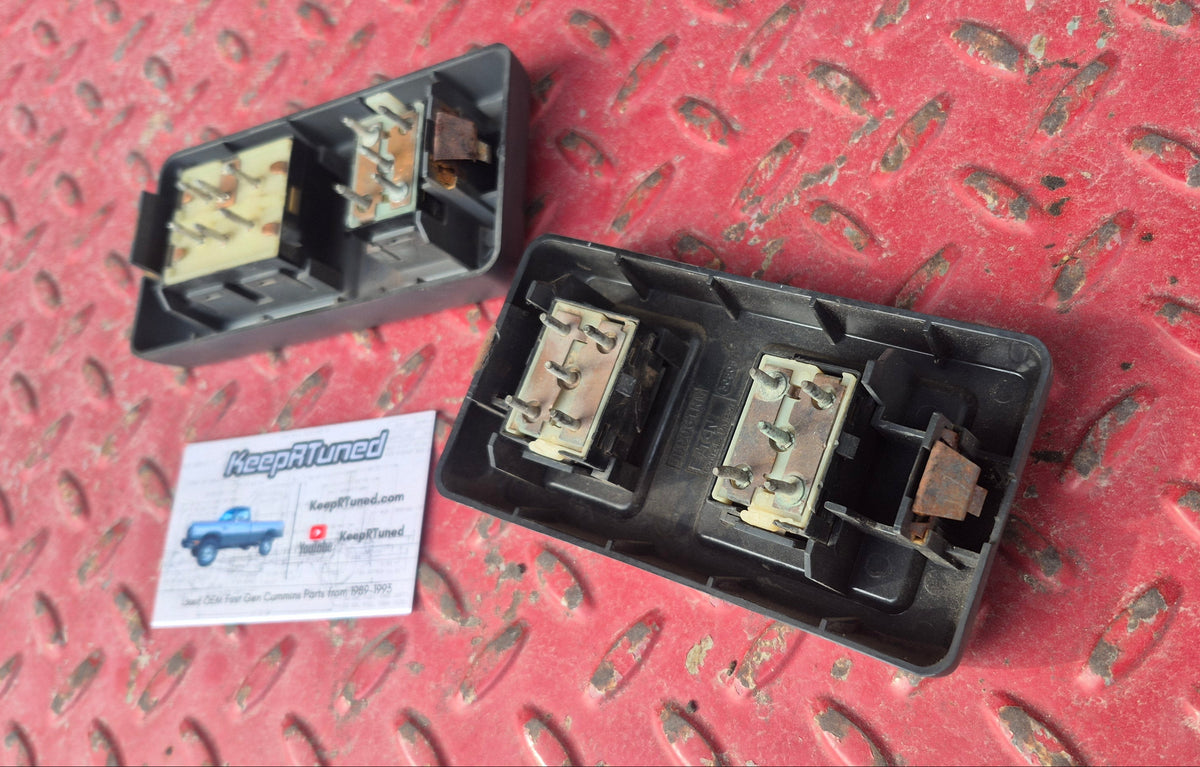 Power Door Panel - Door Lock Switch / Window Button Bezel Pair + Buttons Grey