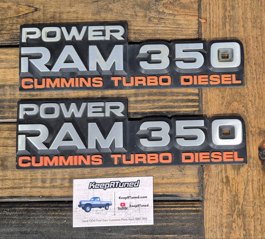 Power Ram 350 Emblem Set 91-93 Dodge Ram 1st Gen Cummins