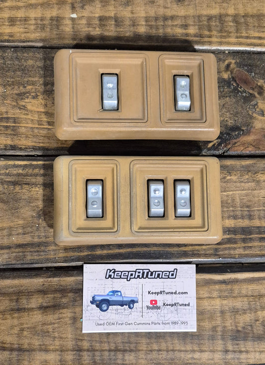 Power Door Panel - Door Lock Switch / Window Button Bezel Pair + Buttons Spice Tan