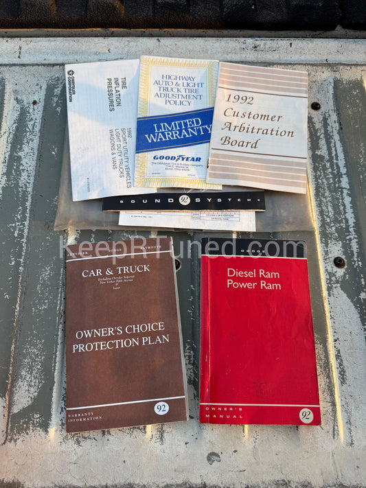 Owners Manual And Owner Packet 1992 Dodge Ram Cummins