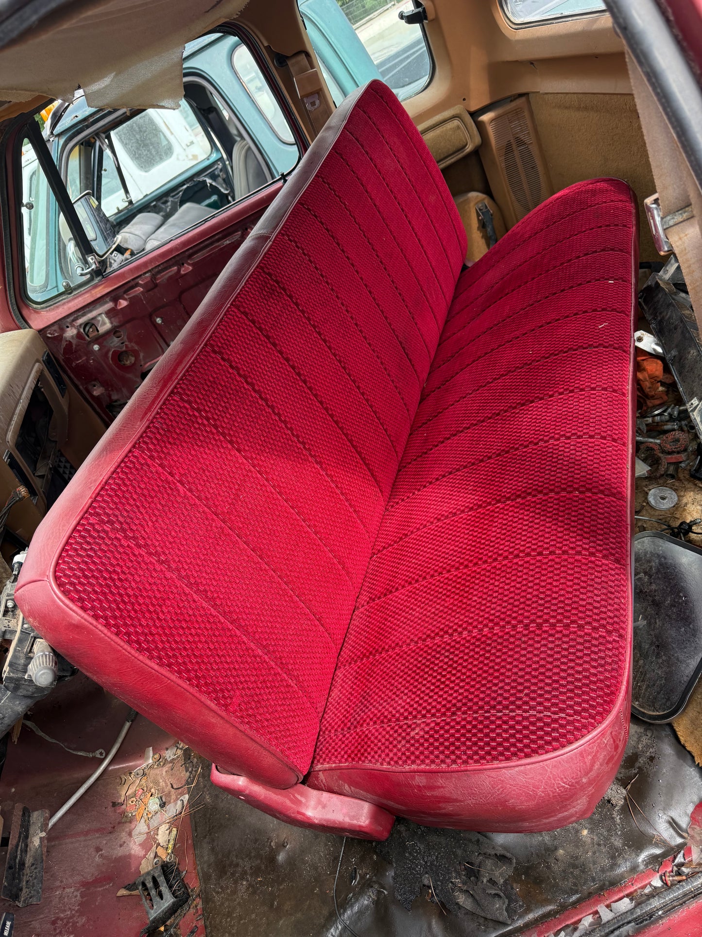 Reupholstered Red Bench Seat
