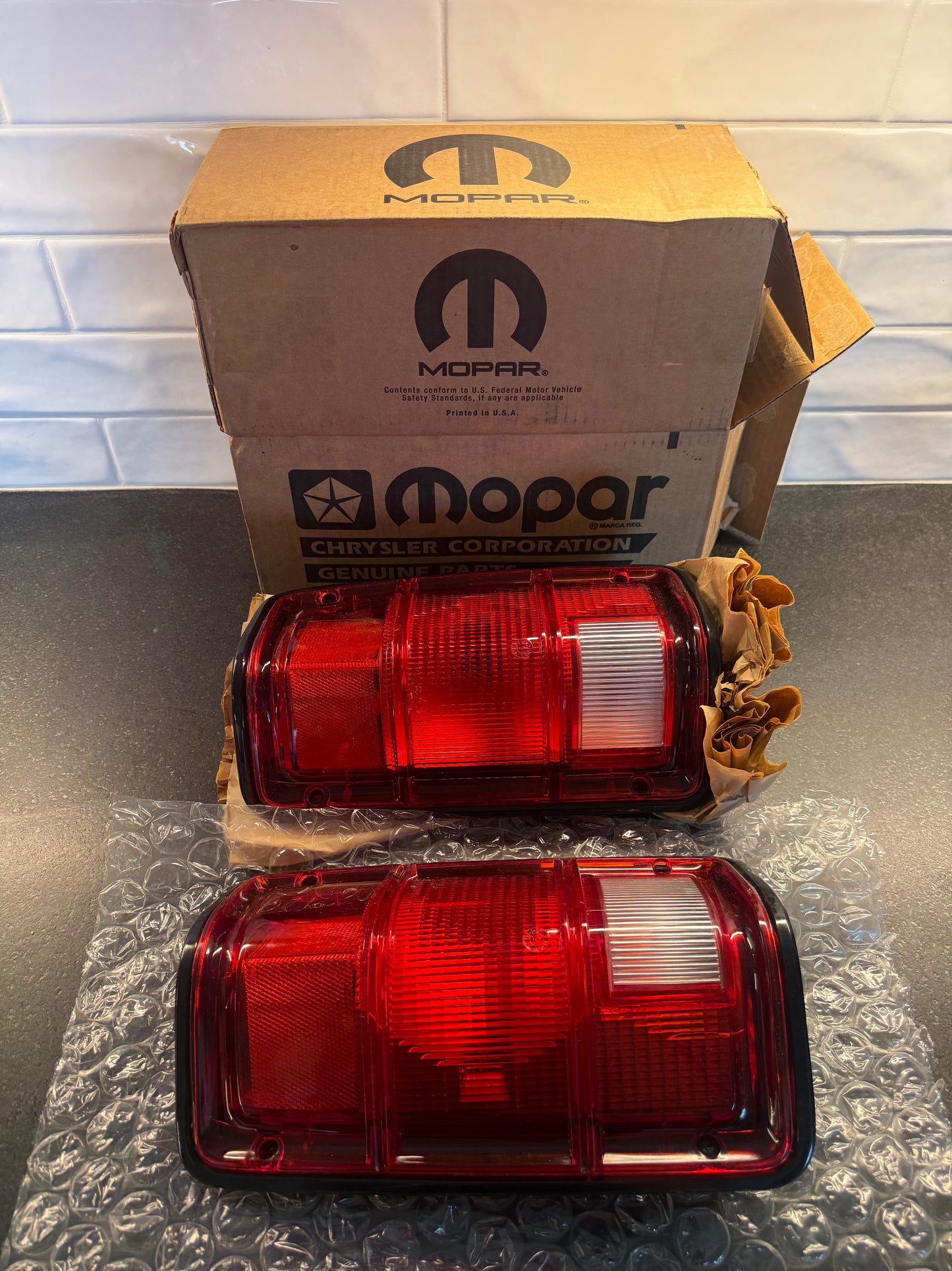 NOS Tail Light Pair OEM Black 89-93 Dodge Ram 1st Gen Cummins