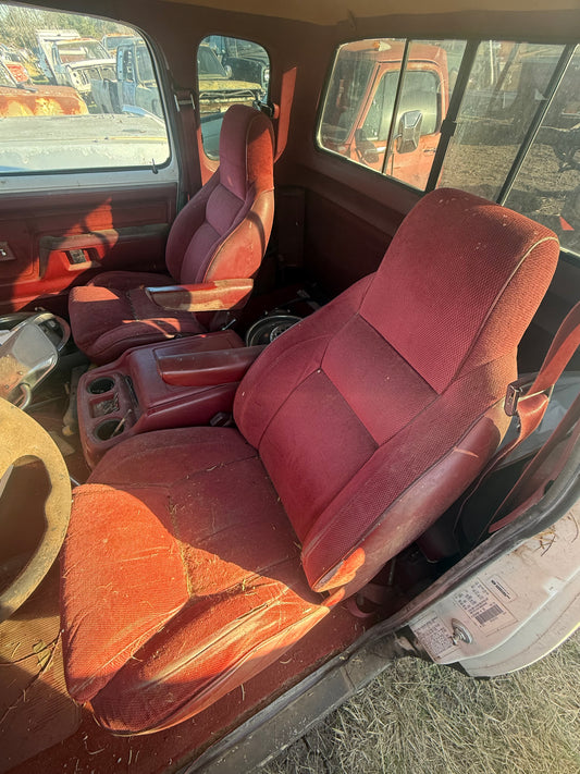 Bucket Seat And Center Console Set (Red) 92-93 Dodge Ram 1st Gen Cummins (Local pickup or extra for freight)