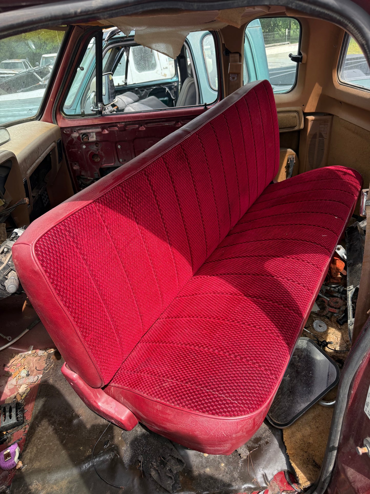 Reupholstered Red Bench Seat