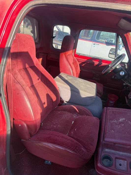 Bucket Seat And Center Console Set (Red) 92-93 Dodge Ram 1st Gen Cummins (Local pickup or extra for freight)