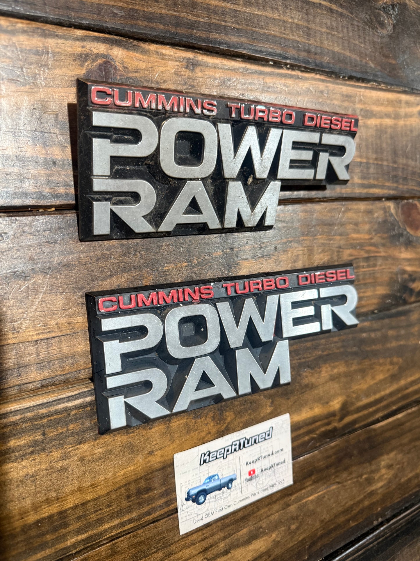 Power Ram Cummins Turbo Diesel Emblem Set 89-90 Dodge Ram Pair