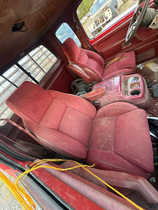 Bucket Seat And Center Console Set (Red) 92-93 Dodge Ram 1st Gen Cummins (Local Pickup or Freight Shipping for extra)