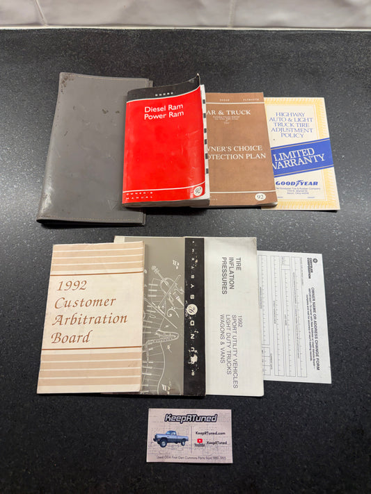 Owner's Manual And Owners Packet 1992 Dodge Diesel Power Ram 1st Gen Cummins