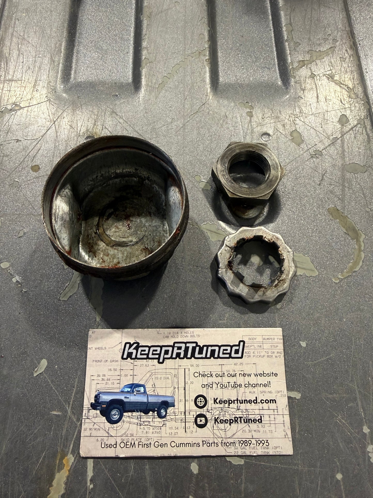 Grease Cap Nut and Retainer for 2wd Front Hub Cummins 1989 - 1993 Dodge Ram First Gen