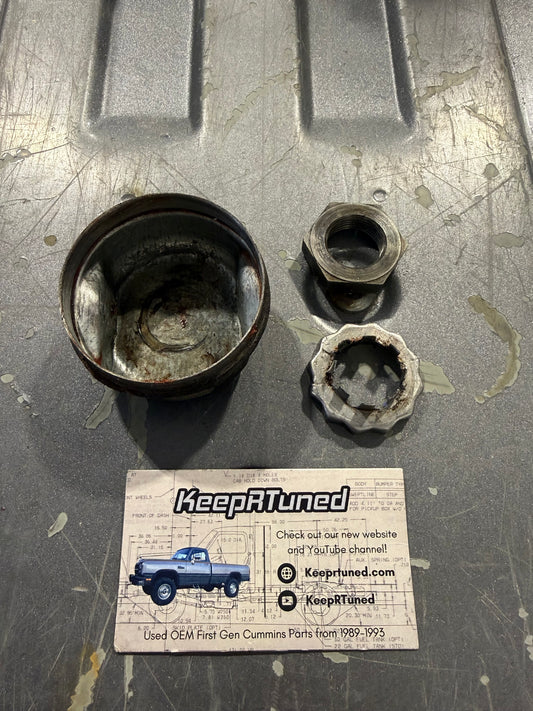 Grease Cap Nut and Retainer for 2wd Front Hub Cummins 1989 - 1993 Dodge Ram First Gen