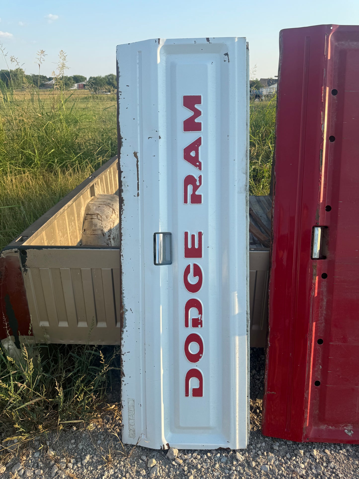 Tailgate White Dodge Ram Stamped