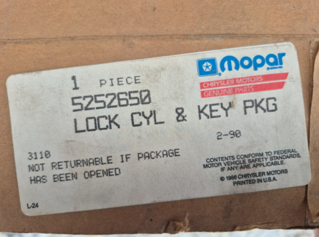 MOPAR DOUBLE BITTED KEY / LOCK CYLINDER REPAIR PACKAGE KIT